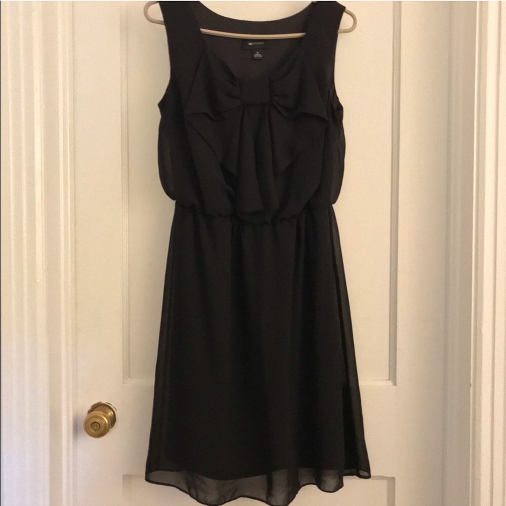 AB Studio Black Bow Chiffon Dress